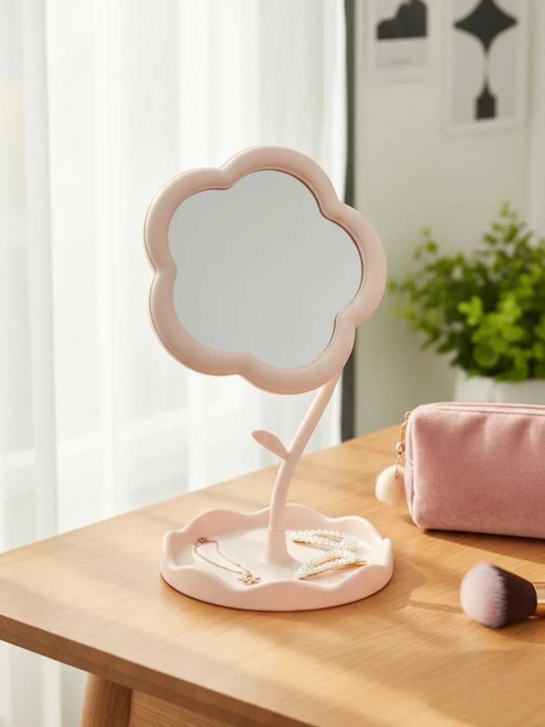 WILD HUB Pack of 1 Flower-Shaped Makeup Mirror,