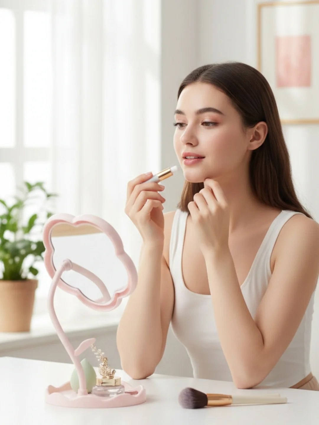 WILD HUB Pack of 1 Flower-Shaped Makeup Mirror,